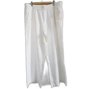 NWT Old Navy Linen Blend High Rise Wide Leg Ankle Pants White size XL